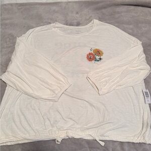 Torrid Cream Color Graphic Long Sleeve Top